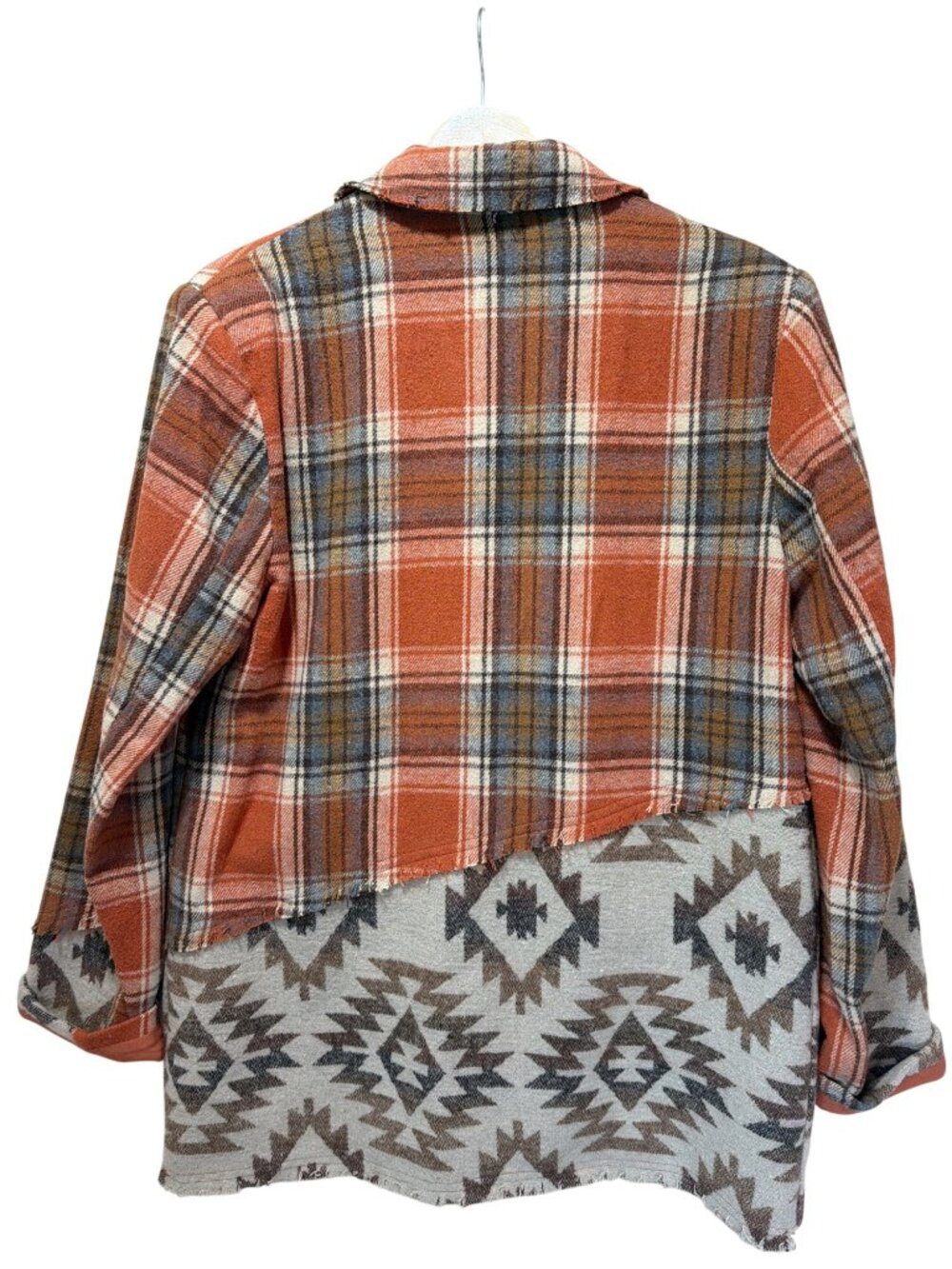 Miss Me Mixed Print Plaid & Aztec Patchwork Blazer Jacket - Medium - Picture 10 of 10